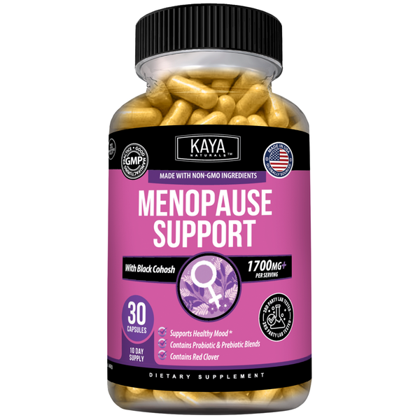 Menopause Support for Women – Black Cohosh, Red Clover, Probiotic & Prebiotic Blends for Hormonal Balance, Mood and Daily Wellness