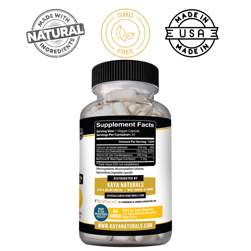 Vitamin K2 + D3 Max – Bone & Calcium Support – Immune & Daily Wellness Formula – High Potency