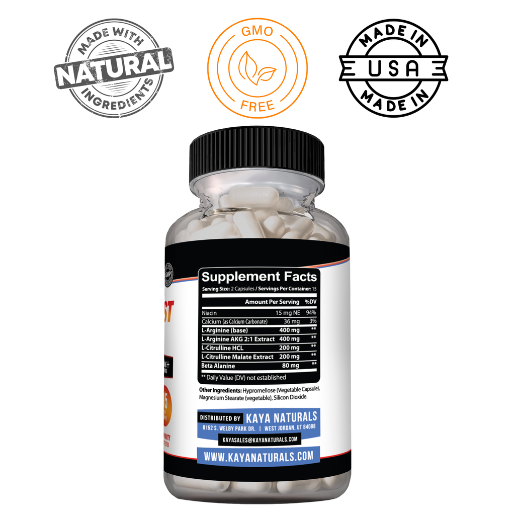 Nitric Blast Capsules – Nitric Oxide Support Formula – Pre-Workout Energy & Performance Support – Endurance & Pump Formula