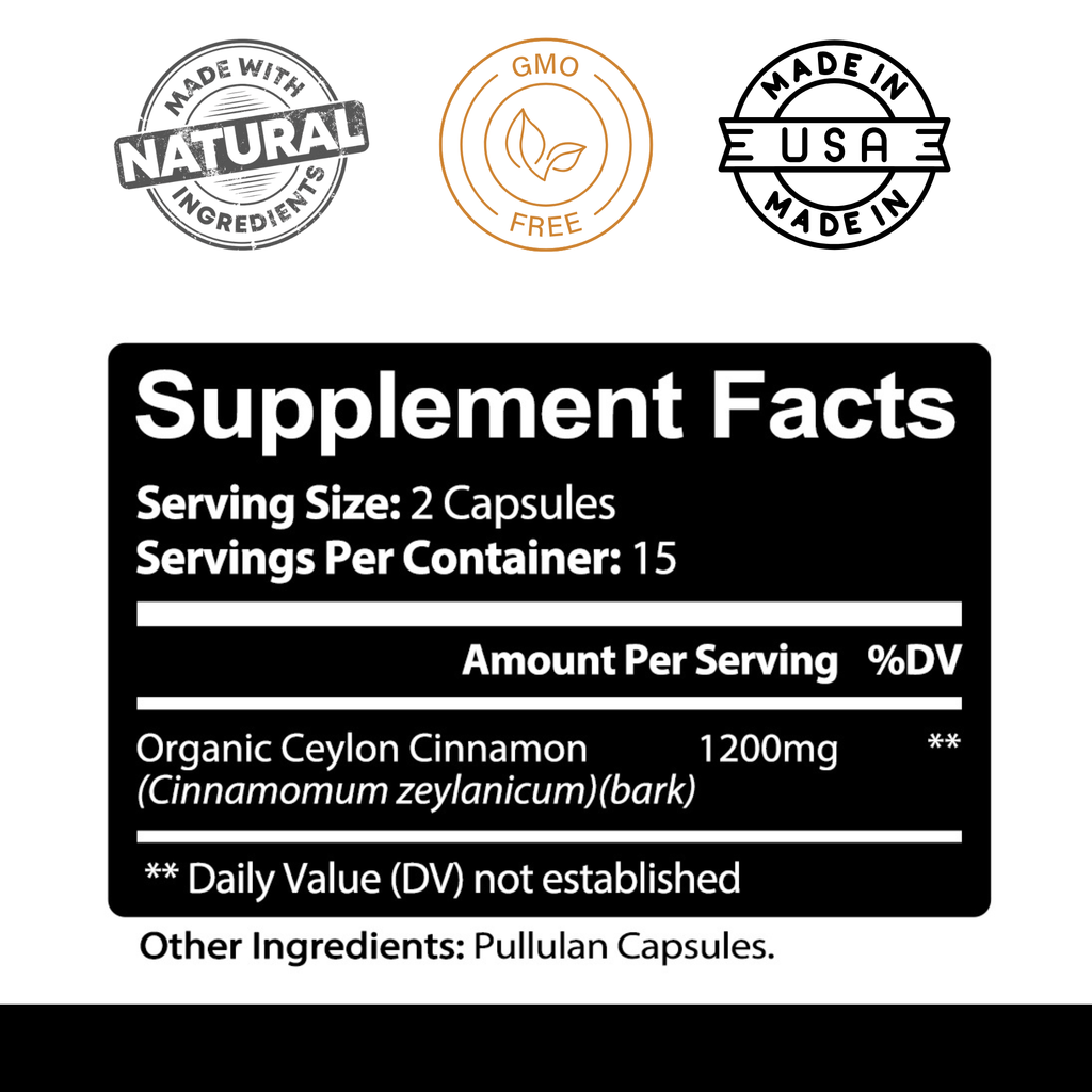Ceylon Cinnamon Capsules – Daily Wellness & Metabolism Support Supplement – Premium Herbal Formula