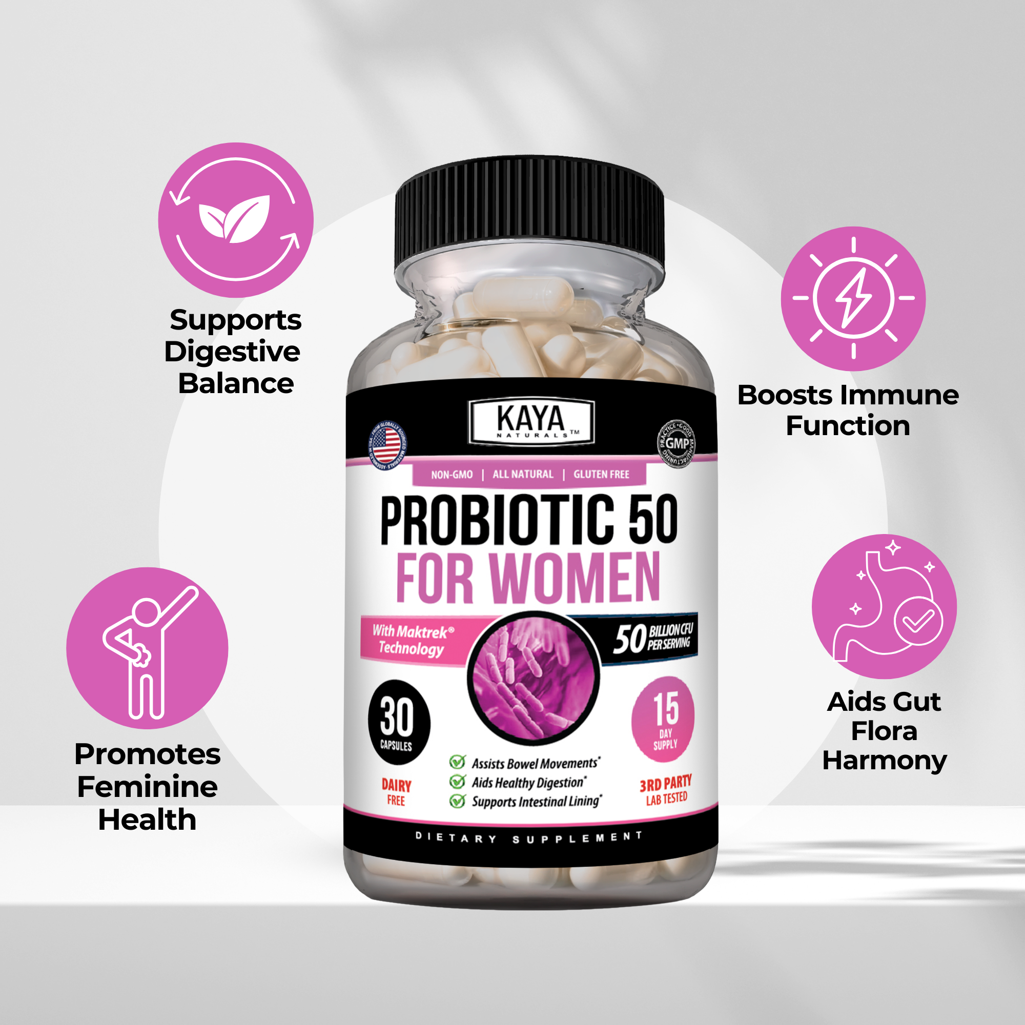 Women’s Probiotic 50 Billion CFU – Daily Gut & Feminine Balance Support – Prebiotics + Probiotics for Digestive Health