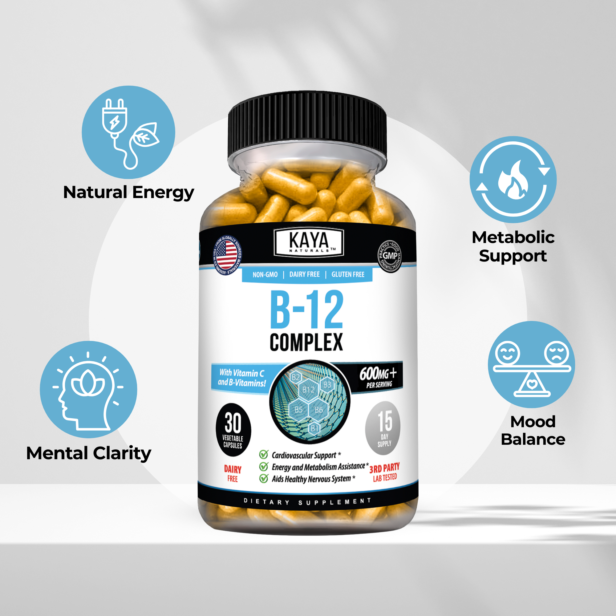 Vitamin B-12 Supplement – Energy, Metabolism & Nervous System Support – Daily B12 for Men & Women