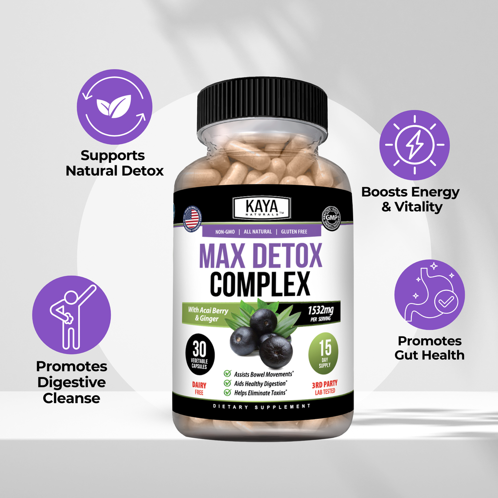 Max Detox Complete – Daily Cleanse & Digestive Support Supplement for Women & Men – Herbal Blend with Fiber & Probiotics