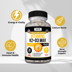 Vitamin K2 + D3 Max – Bone & Calcium Support – Immune & Daily Wellness Formula – High Potency