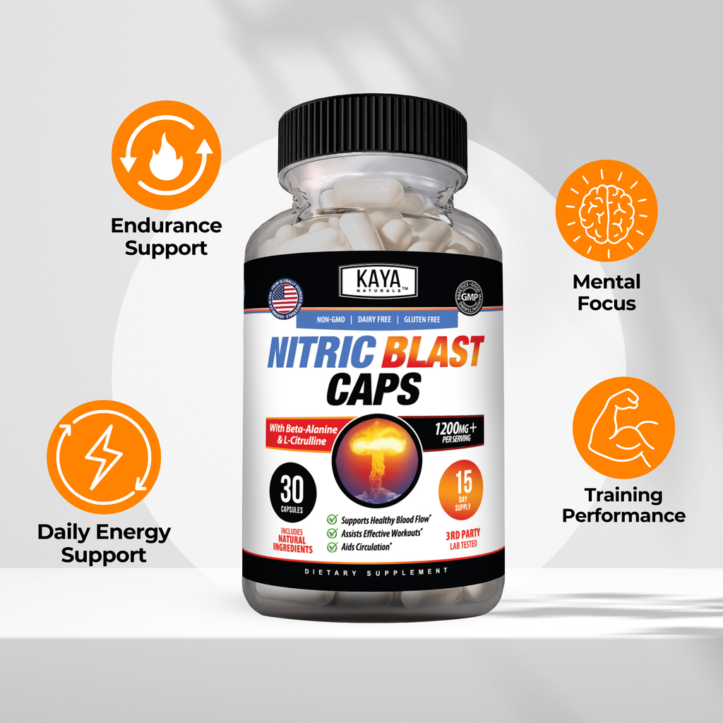 Nitric Blast Capsules – Nitric Oxide Support Formula – Pre-Workout Energy & Performance Support – Endurance & Pump Formula