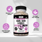 Hair Skin and Nails Supplement – Beauty Support for Strong Hair, Glowing Skin & Healthy Nails – Daily Beauty Formula for Women & Men