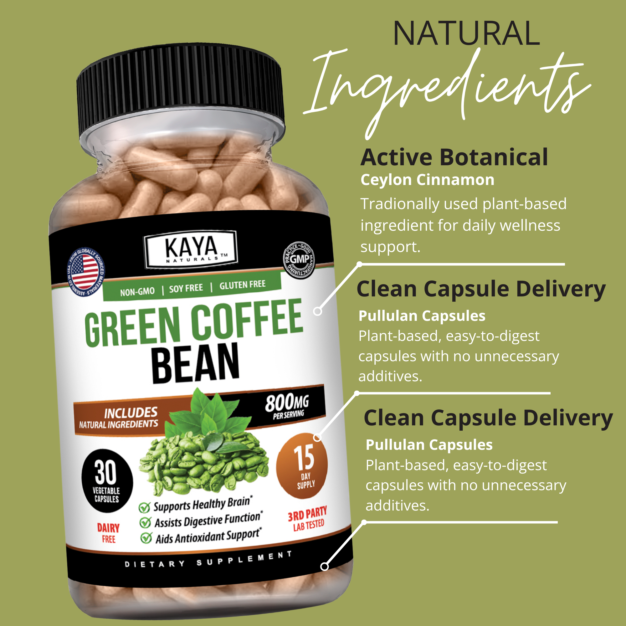 Green Coffee Bean Capsules – Metabolism & Energy Support – Daily Wellness Supplement – Plant-Based Formula