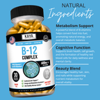 Vitamin B-12 Supplement – Energy, Metabolism & Nervous System Support – Daily B12 for Men & Women