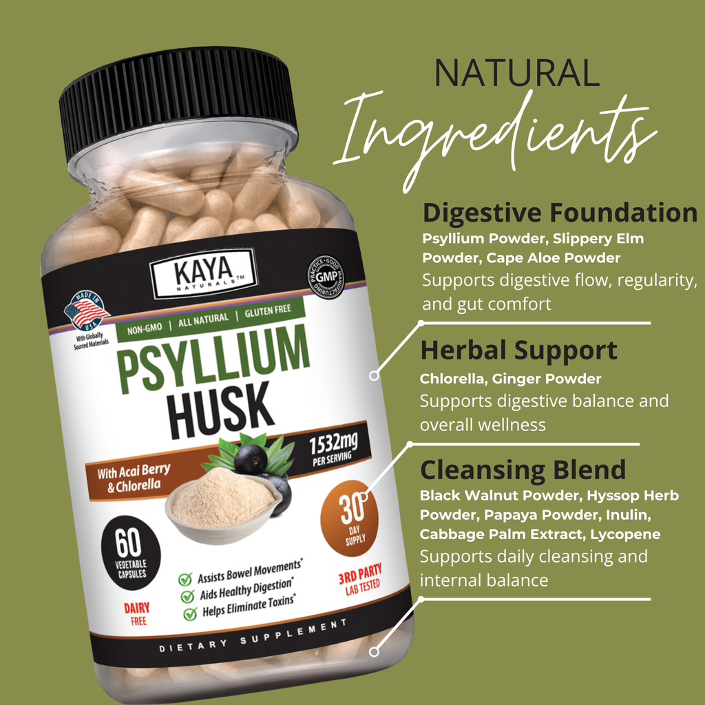 Psyllium Husk – Daily Fiber & Digestive Support – Gut Health & Regularity Formula – Bloating & Cleanse Support