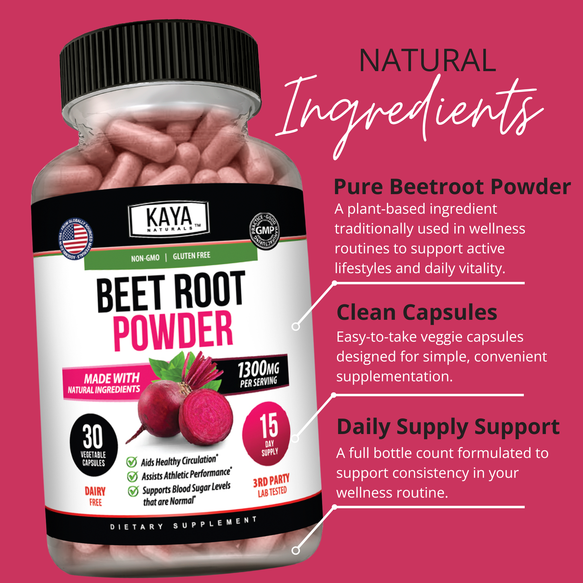 Beet Root Powder – Circulation & Energy Support – Nitric Oxide Booster – Daily Wellness Supplement