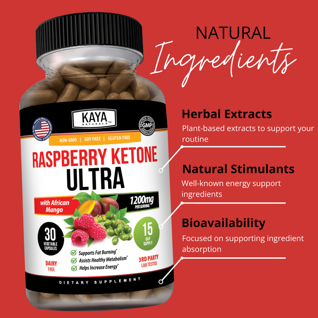 Raspberry Ketone Ultra – Metabolism & Weight Management Support – Energy & Appetite Control Formula – Daily Fat Burning Support