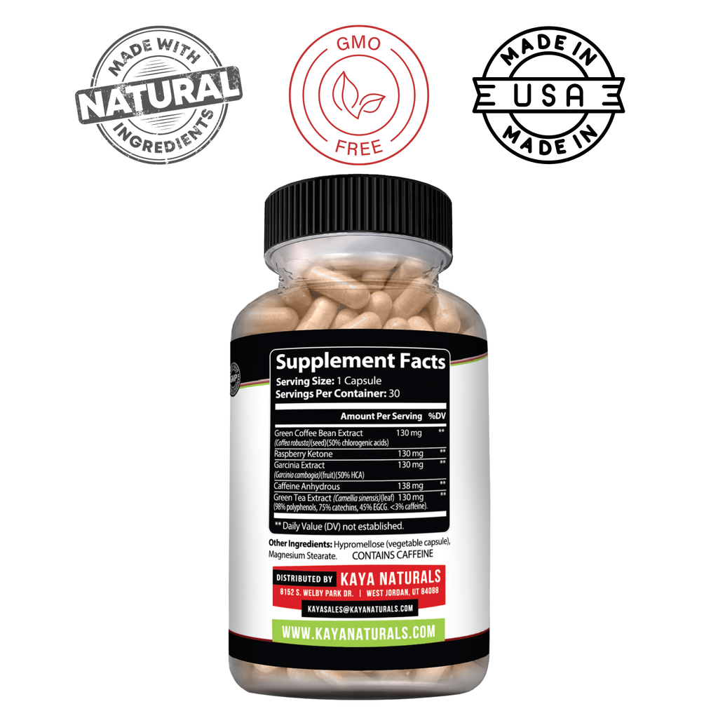 Kaya Naturals Best Weight Loss Blend Daily Energy & Metabolism Support Formula with Green Tea, Green Coffee Bean & Garcinia Cambogia