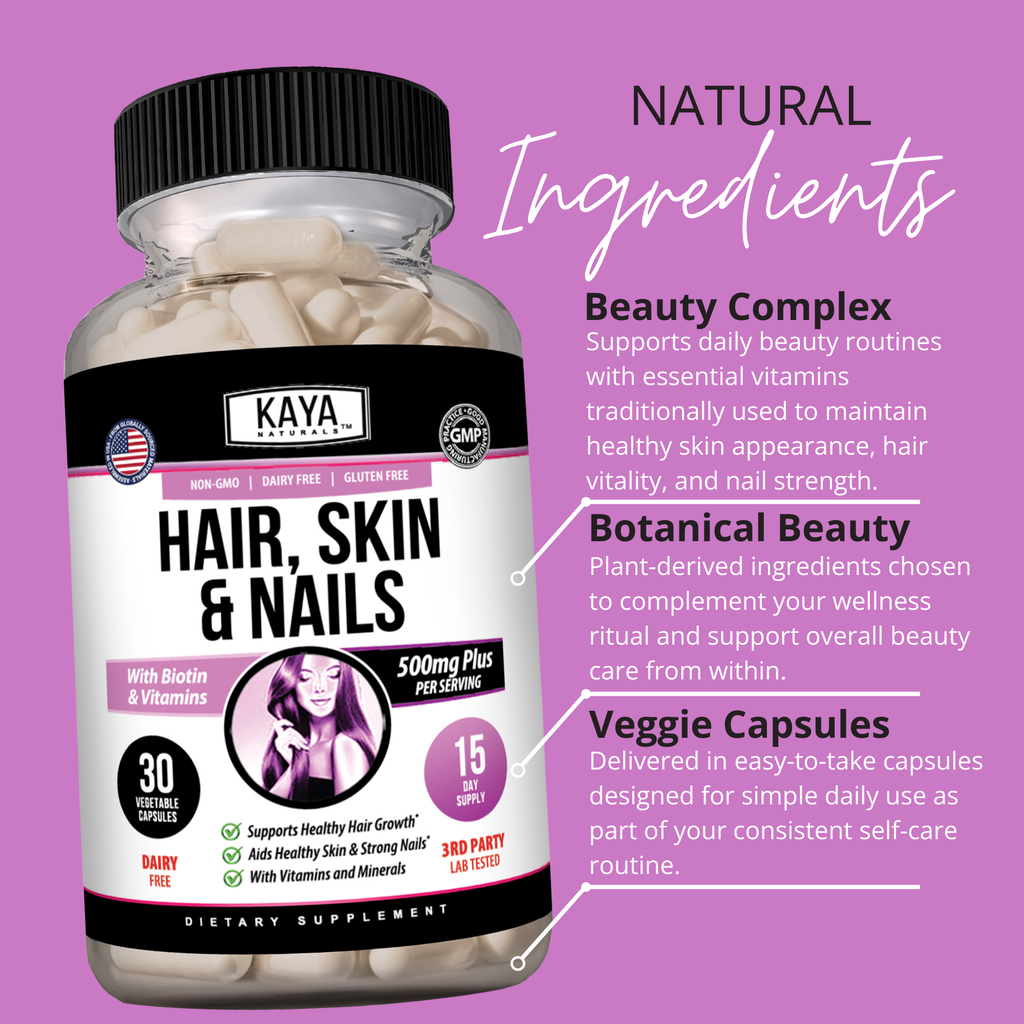 Hair Skin and Nails Supplement – Beauty Support for Strong Hair, Glowing Skin & Healthy Nails – Daily Beauty Formula for Women & Men