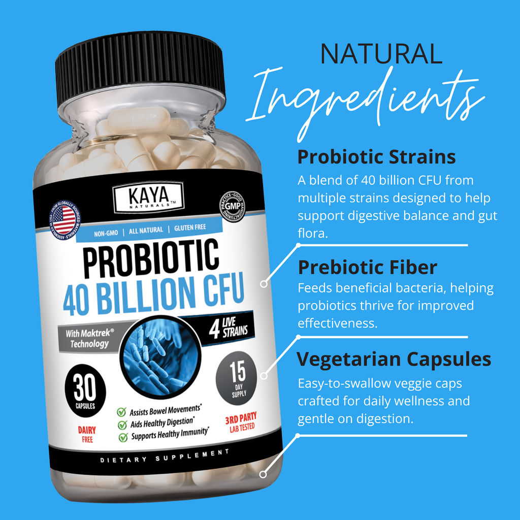 Probiotic 40 Billion CFU – Daily Gut Health & Digestive Support Supplement for Women & Men – Prebiotics + Probiotics