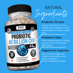 Probiotic 40 Billion CFU – Daily Gut Health & Digestive Support Supplement for Women & Men – Prebiotics + Probiotics