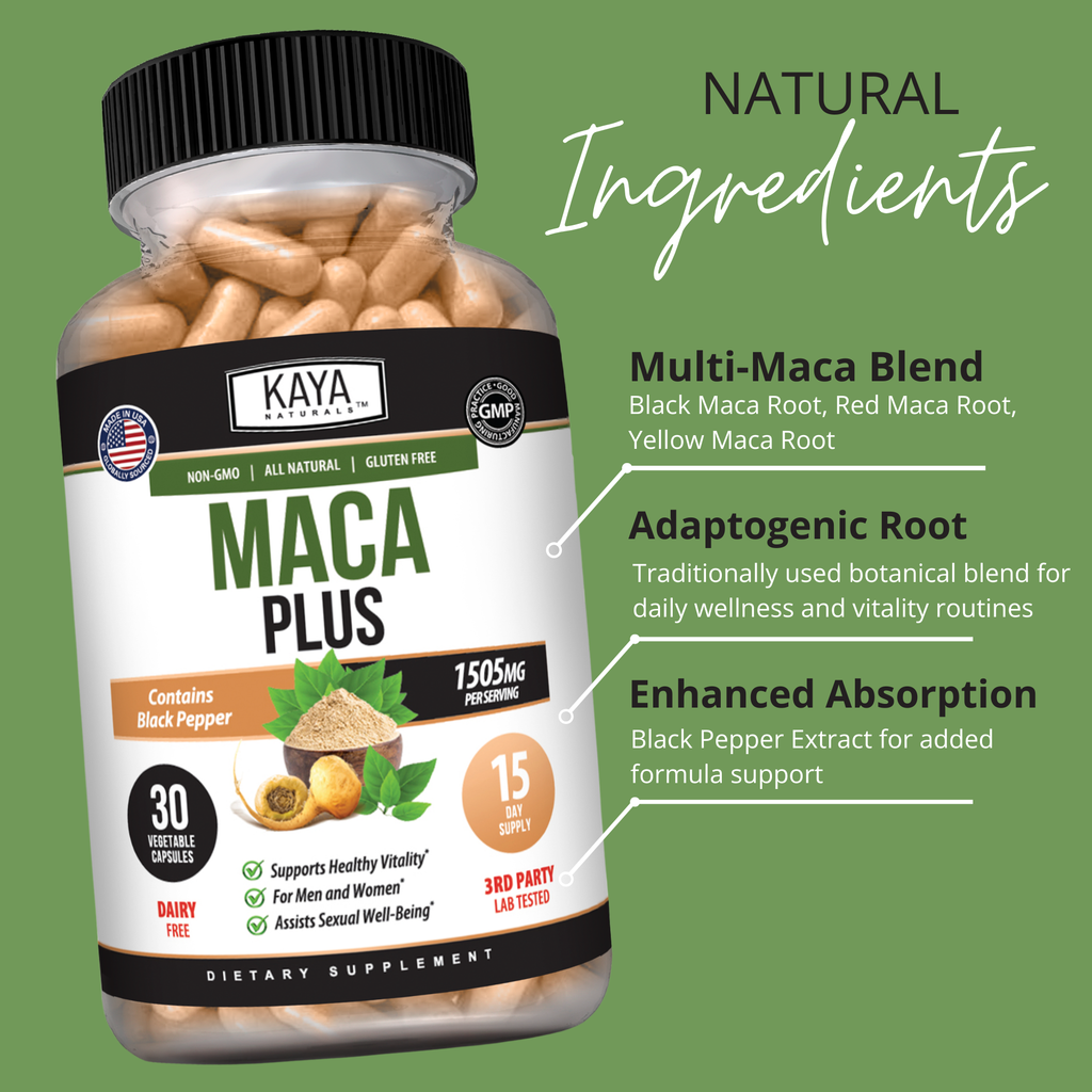 Multi-Maca Root Blend with Black Pepper for Daily Energy & Wellness Support