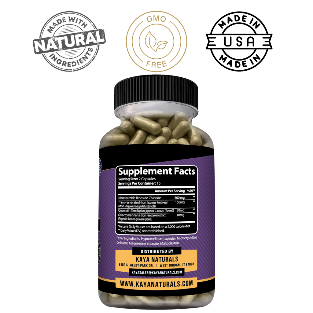 NAD+ Cellular Energy Support – Nicotinamide Riboside, Resveratrol, Quercetin & Absorption Blend for Healthy Aging & Vitality