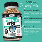 Kaya Naturals Daily Stress Support - Calm, Relaxation & Mood Balance Supplement Capsules