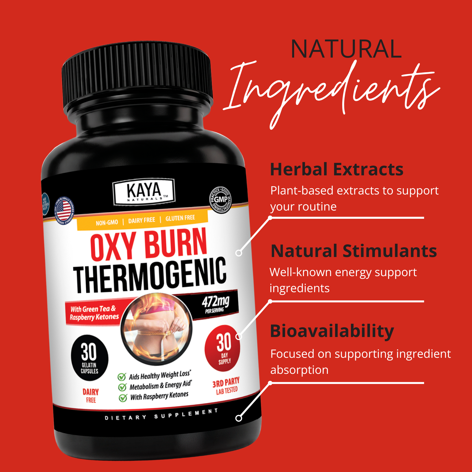 Kaya Naturals Oxy Burn – Metabolism & Energy Support Supplement – Daily Thermogenic Formula for Women & Men