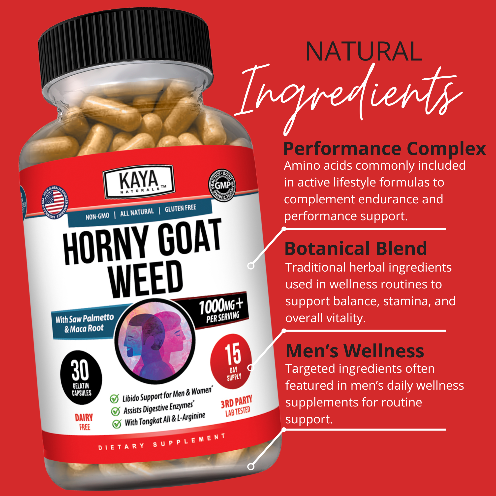 Horny Goat Weed – Men’s Vitality & Energy Support Supplement – Daily Wellness Formula