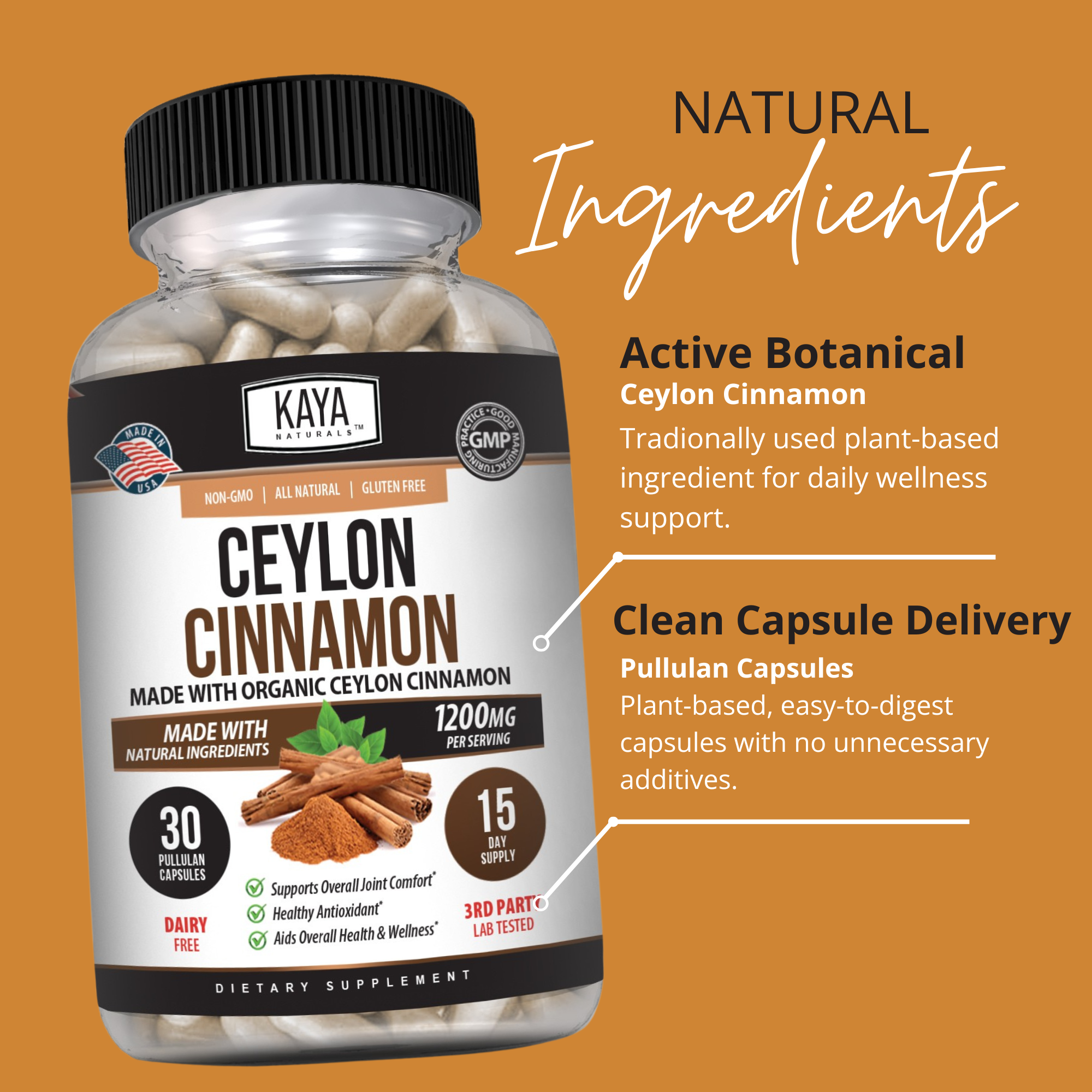 Ceylon Cinnamon Capsules – Daily Wellness & Metabolism Support Supplement – Premium Herbal Formula