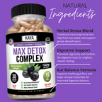 Max Detox Complete – Daily Cleanse & Digestive Support Supplement for Women & Men – Herbal Blend with Fiber & Probiotics