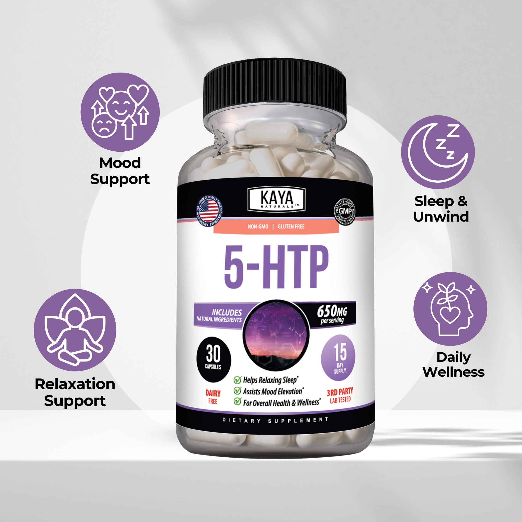 Kaya Naturals 5-HTP - Support for Calm, Balance & Everyday Wellness