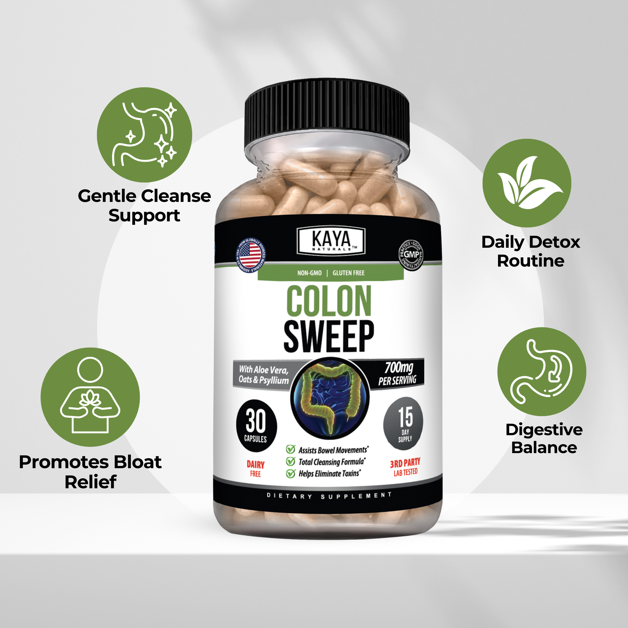 Colon Sweep – Digestive Cleanse & Gut Support – Daily Fiber & Detox Formula – Bloating & Regularity Support