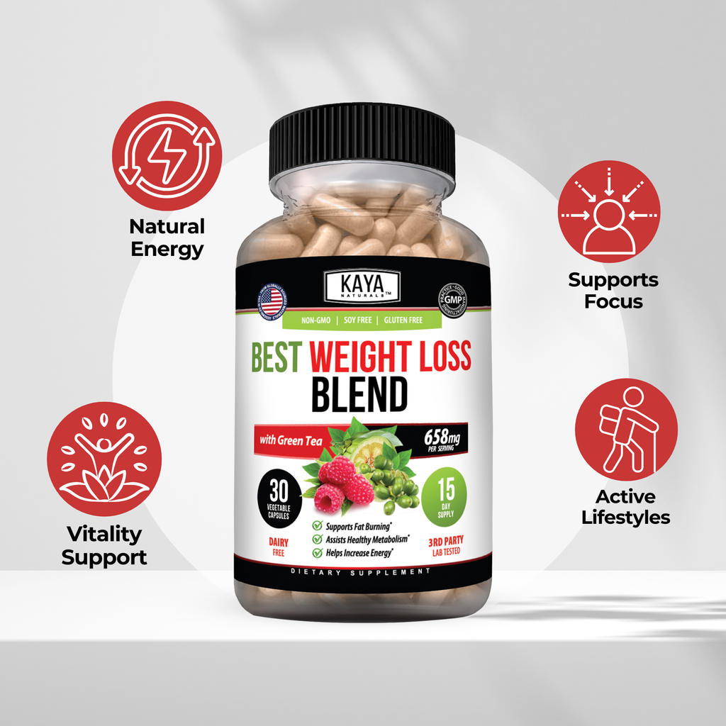 Kaya Naturals Best Weight Loss Blend Daily Energy & Metabolism Support Formula with Green Tea, Green Coffee Bean & Garcinia Cambogia