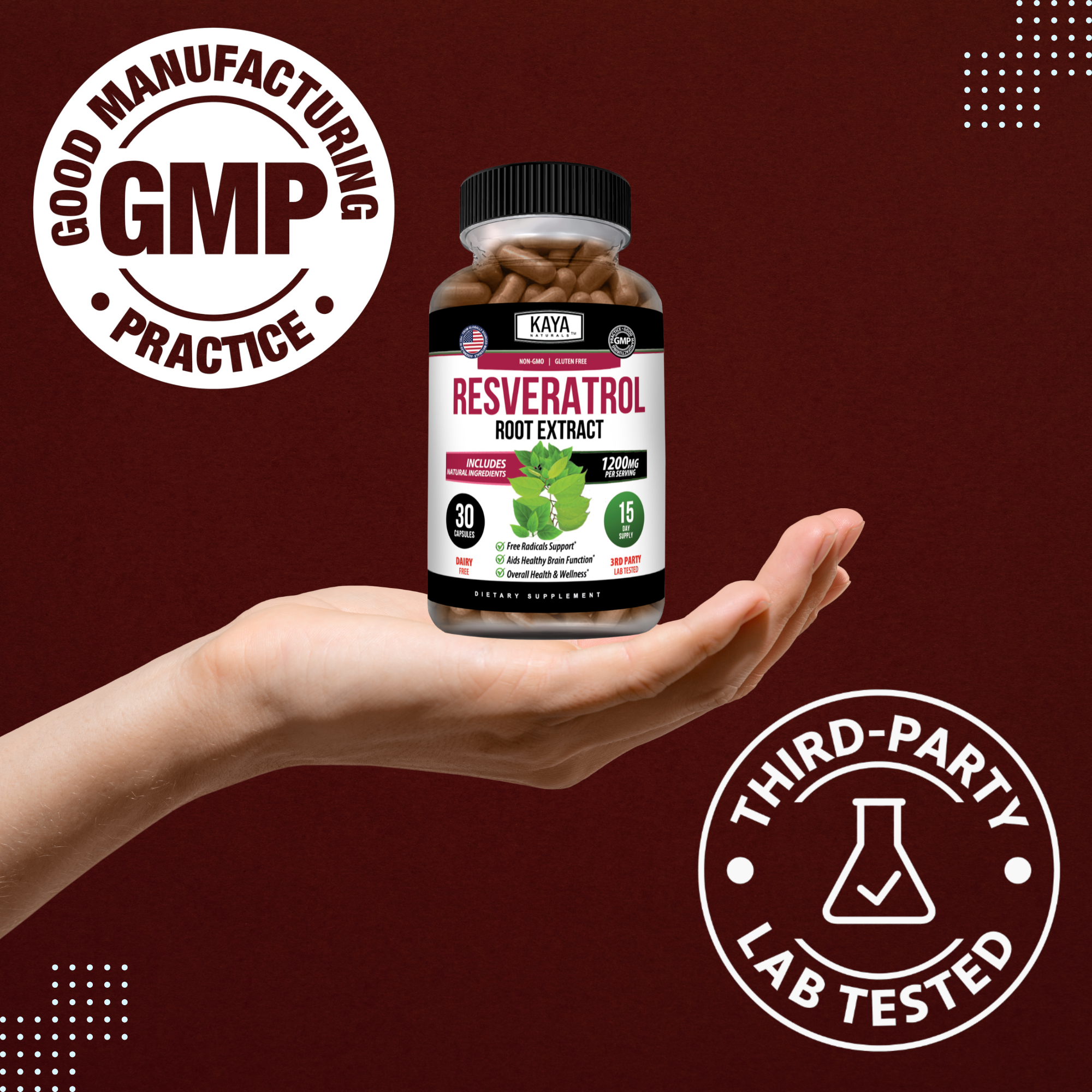 Resveratrol – Antioxidant Support Supplement – Cellular Health & Daily Wellness – Plant-Based Formula
