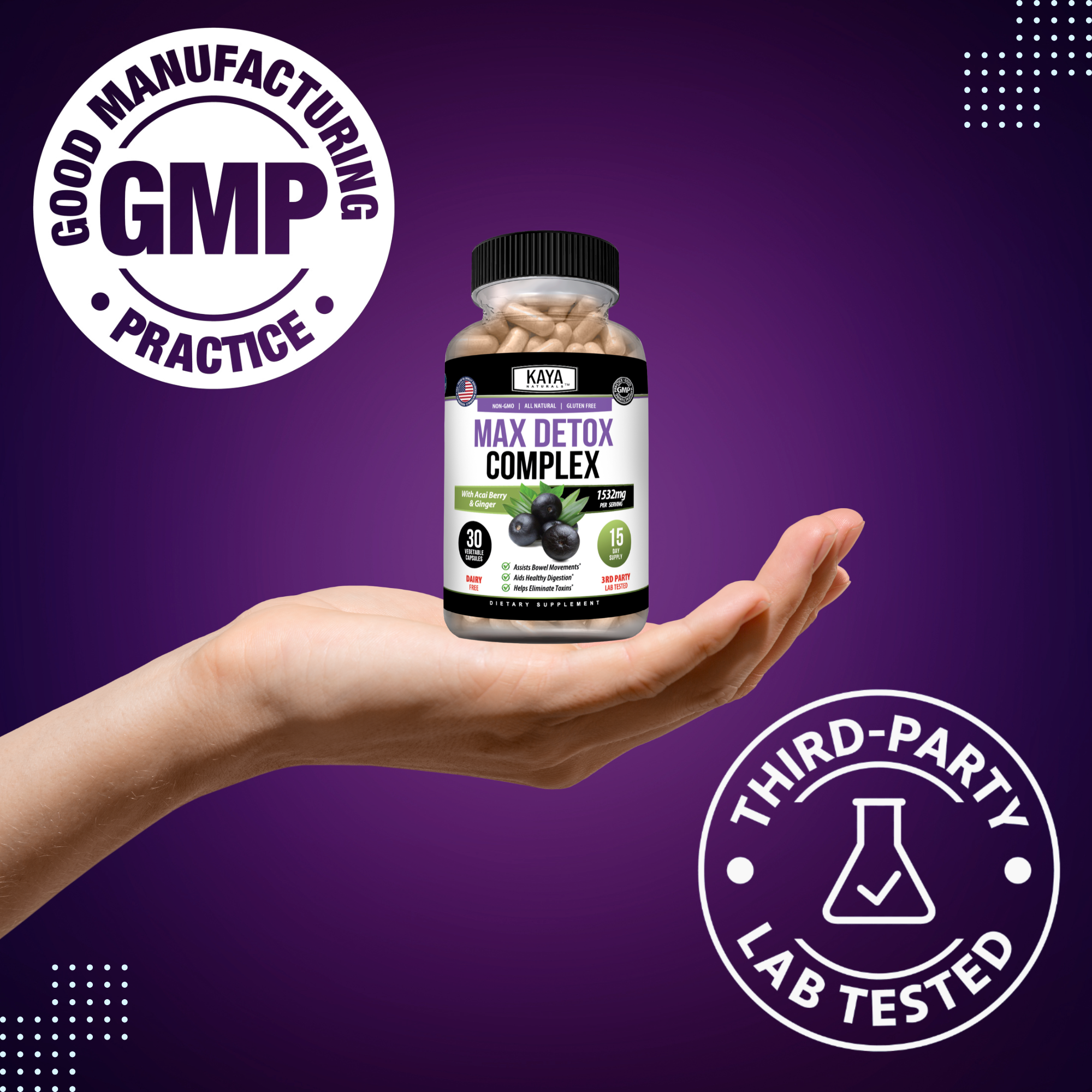 Max Detox Complete – Daily Cleanse & Digestive Support Supplement for Women & Men – Herbal Blend with Fiber & Probiotics