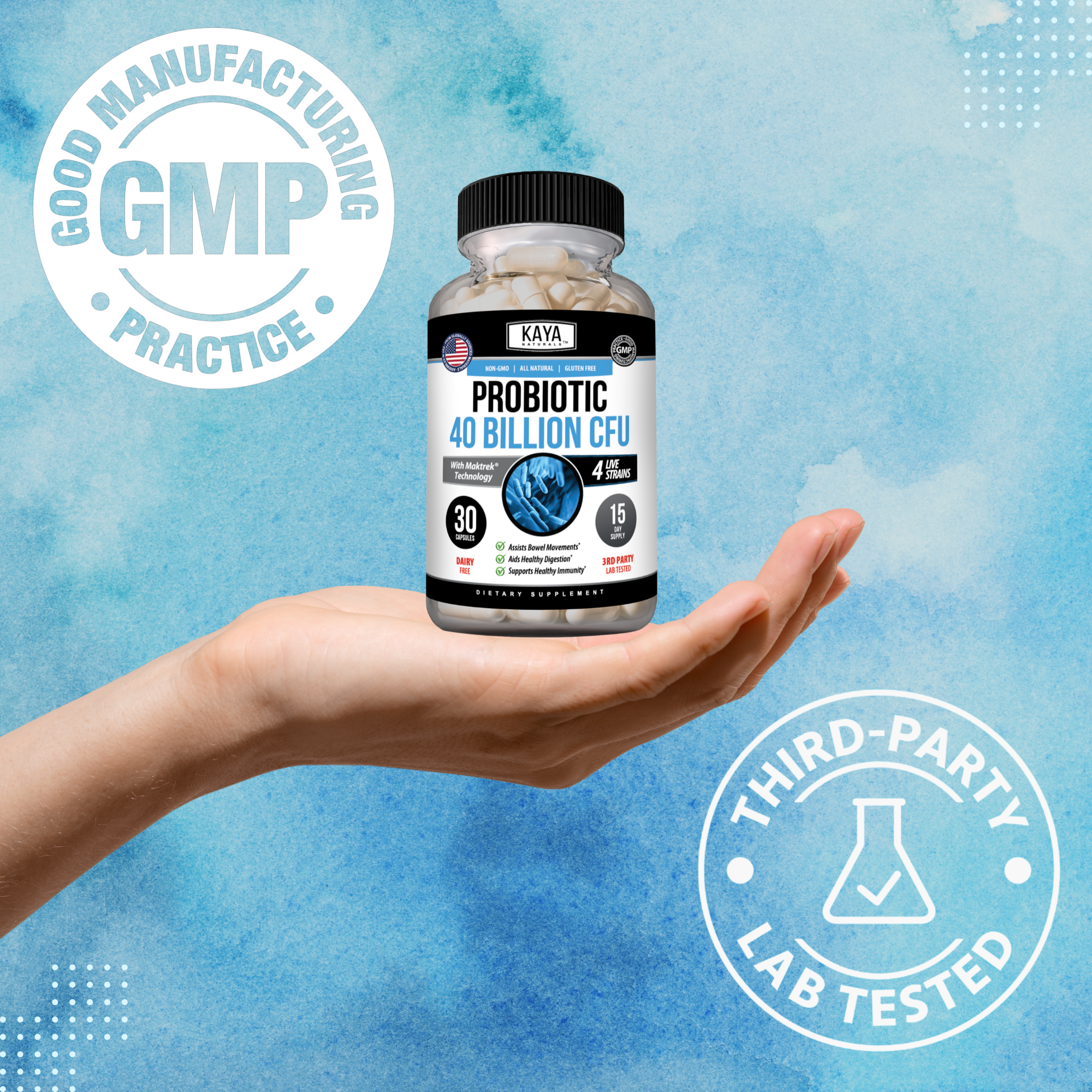Probiotic 40 Billion CFU – Daily Gut Health & Digestive Support Supplement for Women & Men – Prebiotics + Probiotics