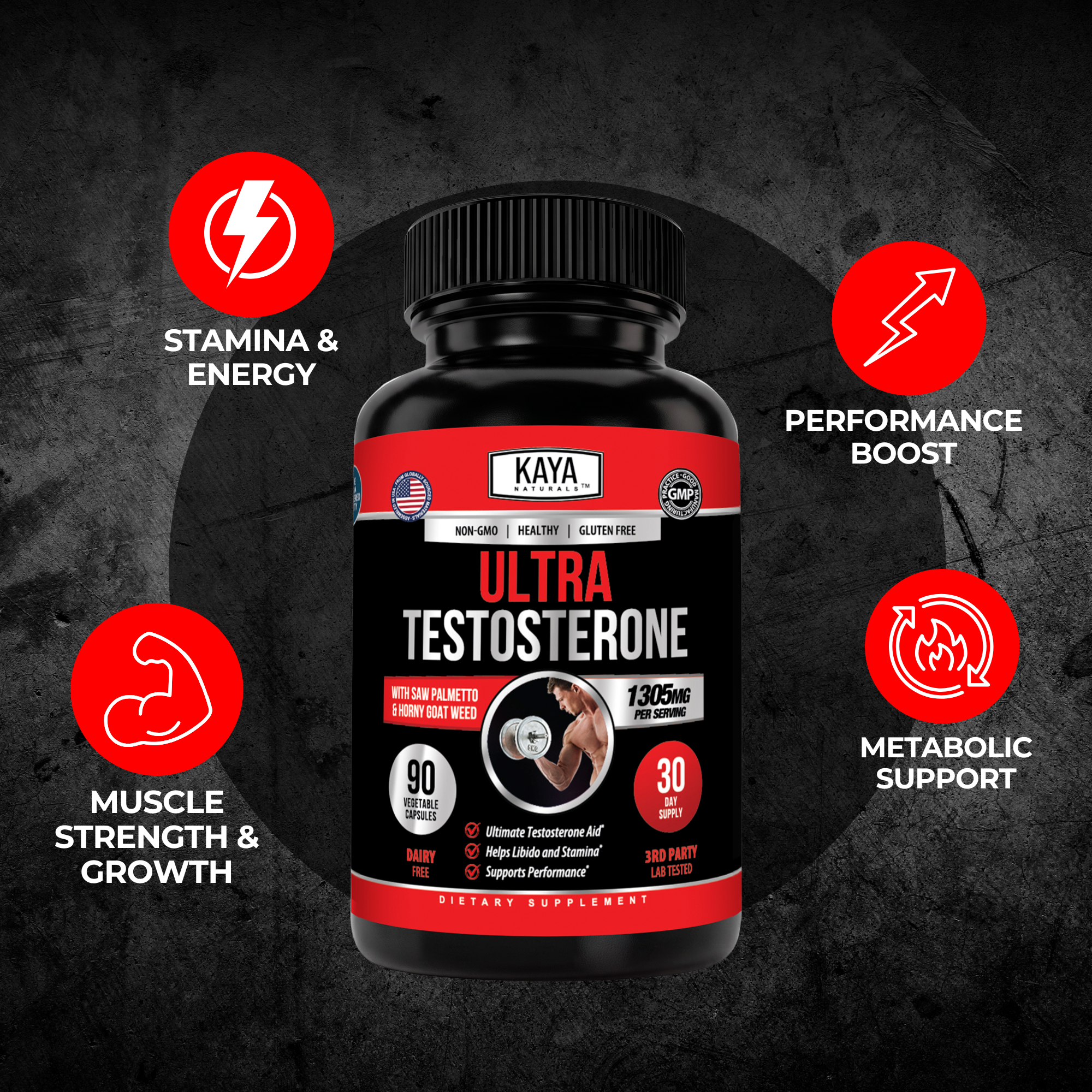 Ultra Testosterone Support for Men – Energy, Strength & Vitality Formula – Daily Performance & Endurance Support