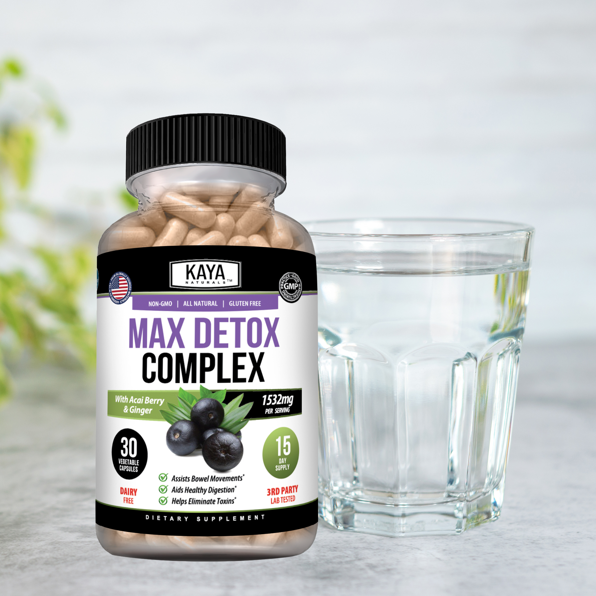 Max Detox Complete – Daily Cleanse & Digestive Support Supplement for Women & Men – Herbal Blend with Fiber & Probiotics