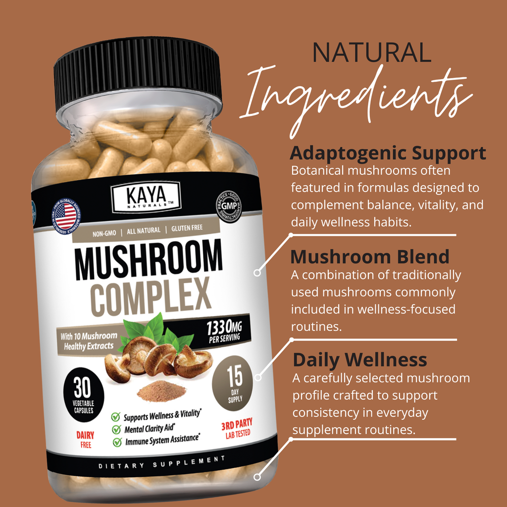 Mushroom Complex – Immune & Cognitive Support – Energy, Focus & Daily Wellness Blend – Multi Mushroom Formula