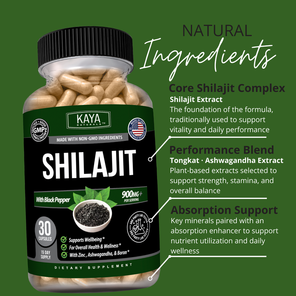 Shilajit – Energy, Strength & Vitality Support – Daily Performance & Endurance Formula – Mineral-Rich Wellness Support