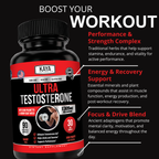 Ultra Testosterone Support for Men – Energy, Strength & Vitality Formula – Daily Performance & Endurance Support