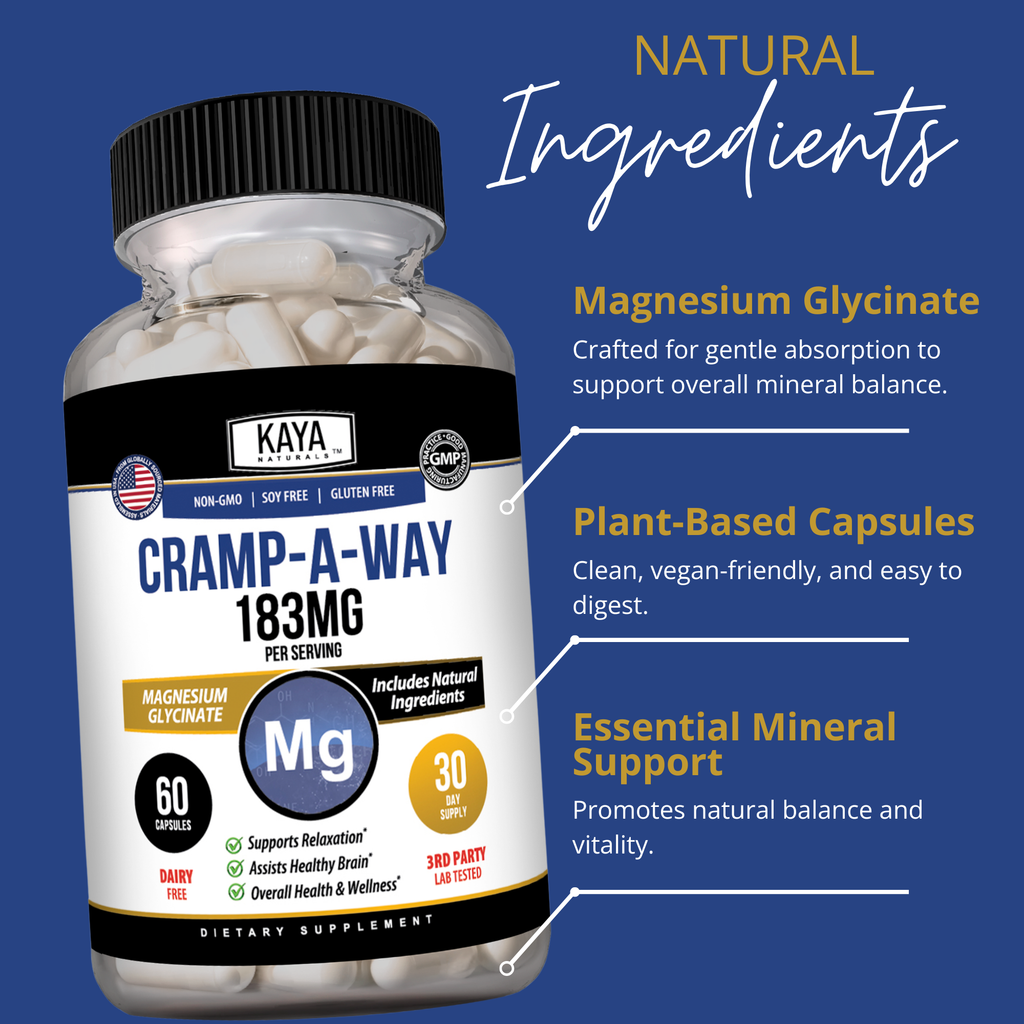 Cramp-A-Way Magnesium Glycinate – Relaxation & Monthly Comfort Support