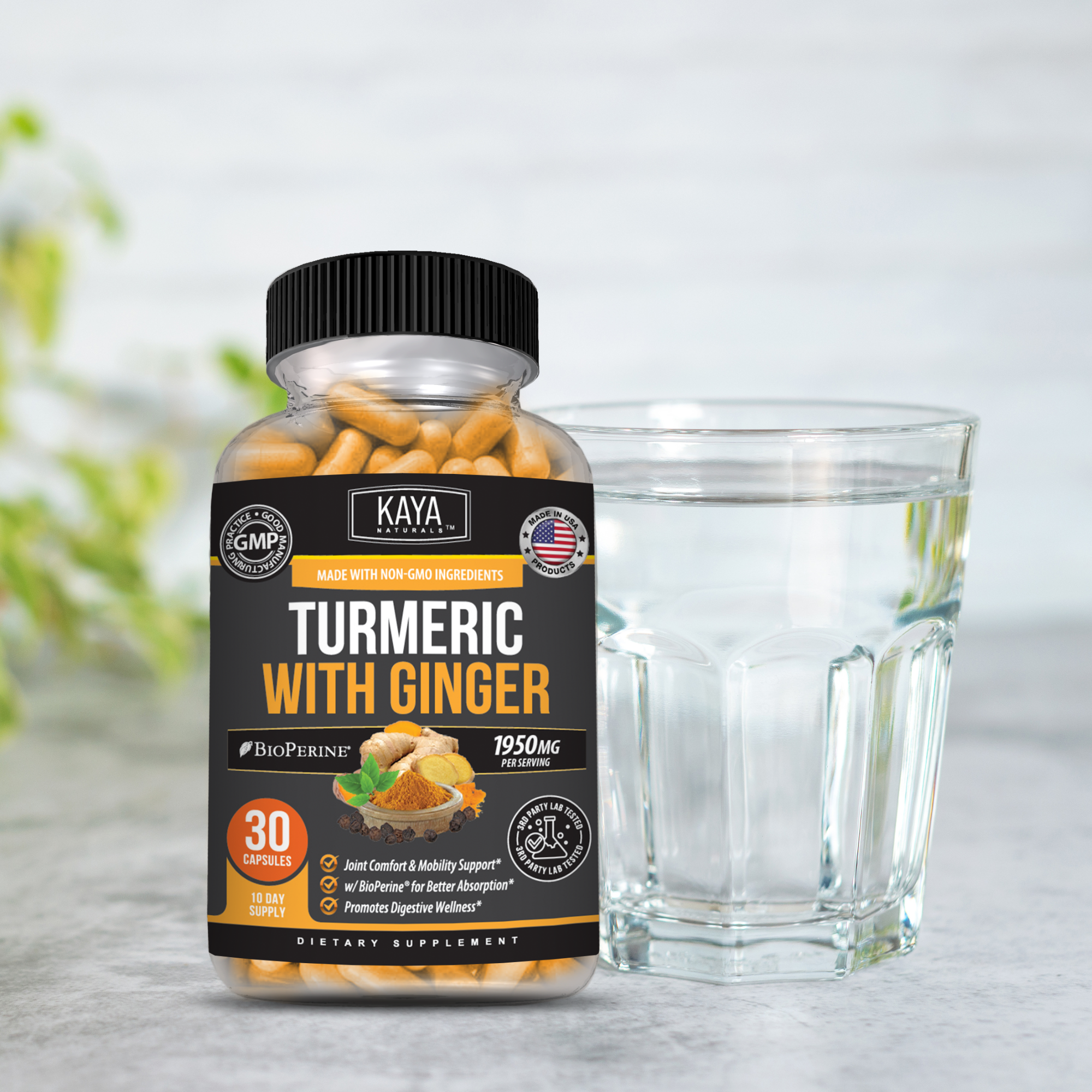 Turmeric with Ginger – Joint & Mobility Support – Daily Inflammation Balance & Antioxidant Formula – Digestive Wellness Support