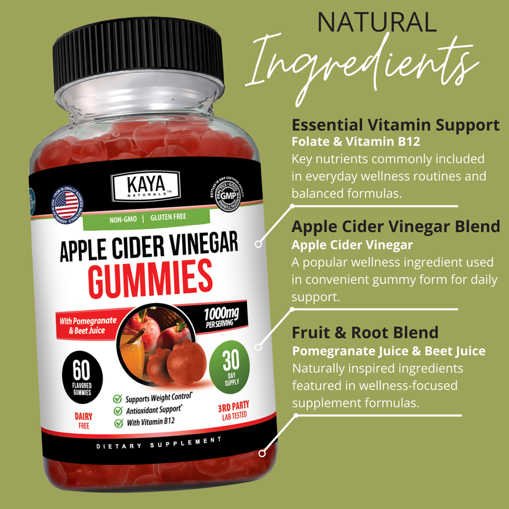 Kaya Naturals Apple Cider Vinegar Gummies Support Healthy Lifestyle Goals