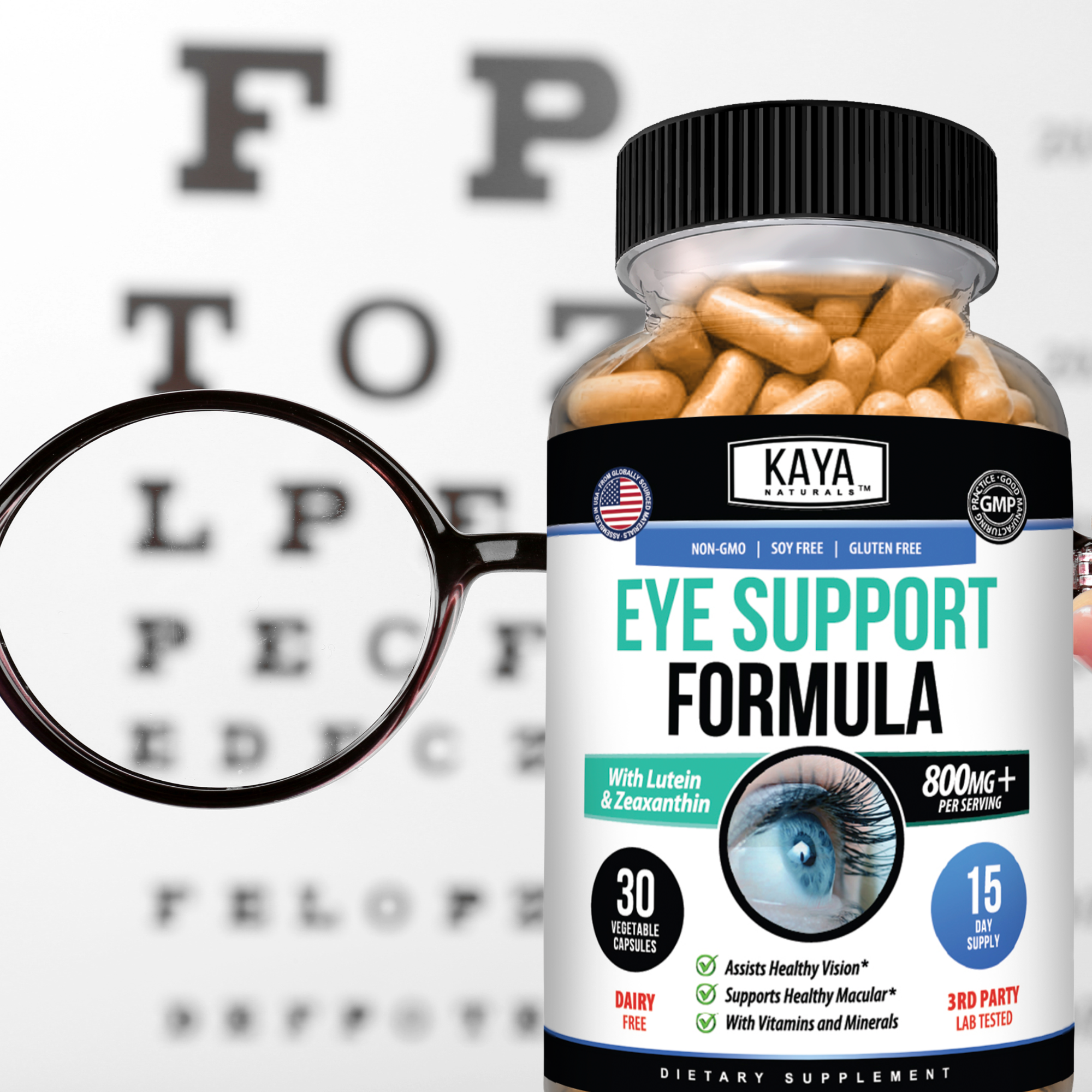 Eye Support Formula – Vision & Eye Health Supplement – Lutein & Zeaxanthin – Daily Wellness