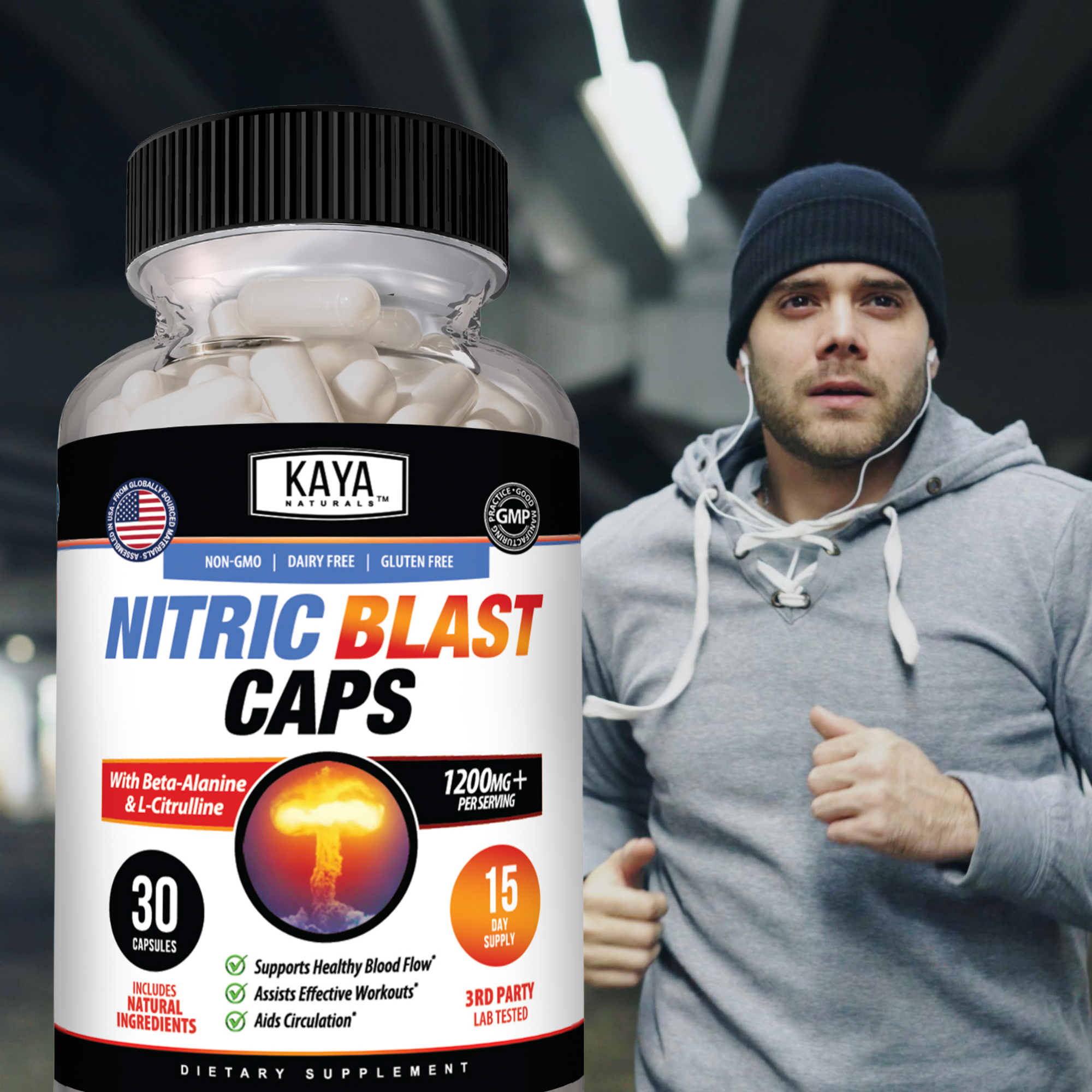 Nitric Blast Capsules – Nitric Oxide Support Formula – Pre-Workout Energy & Performance Support – Endurance & Pump Formula