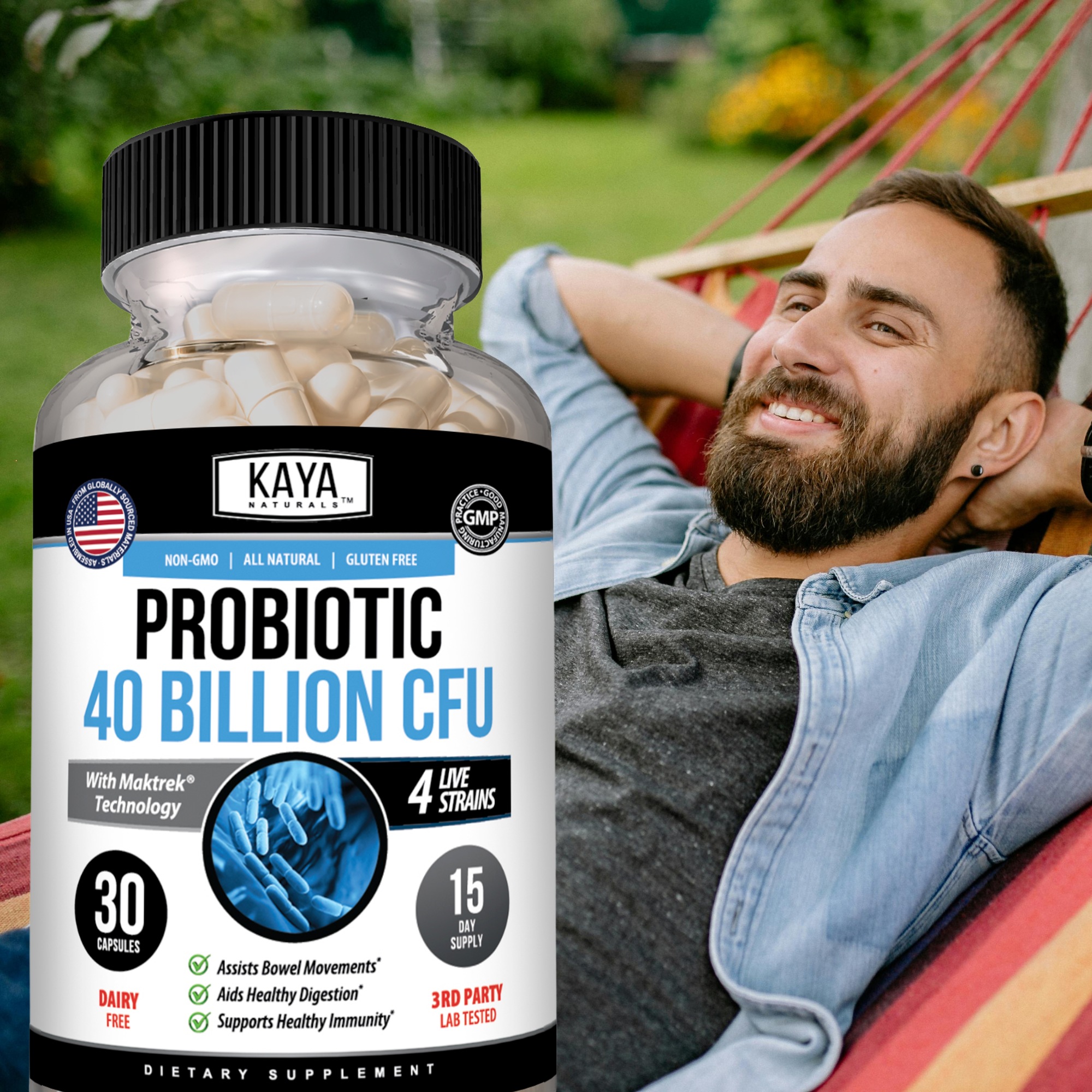 Probiotic 40 Billion CFU – Daily Gut Health & Digestive Support Supplement for Women & Men – Prebiotics + Probiotics