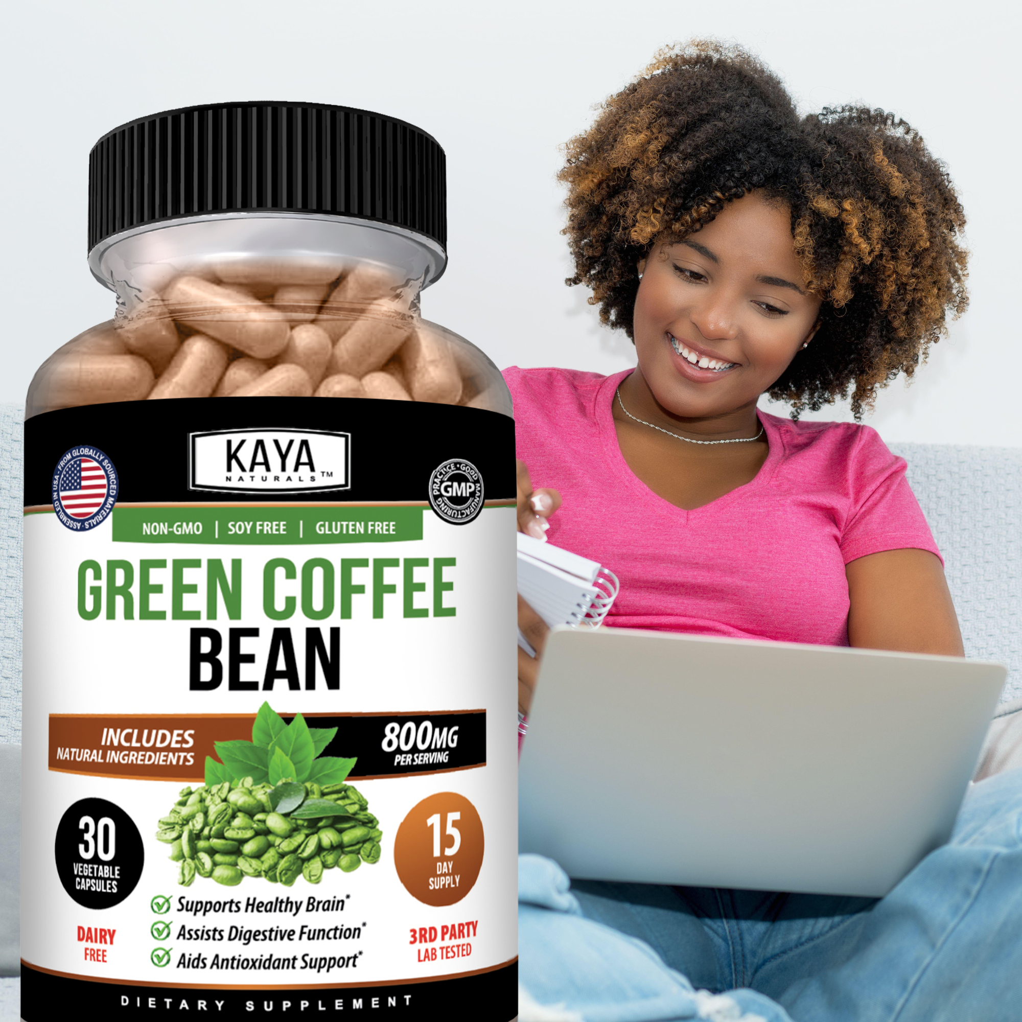 Green Coffee Bean Capsules – Metabolism & Energy Support – Daily Wellness Supplement – Plant-Based Formula