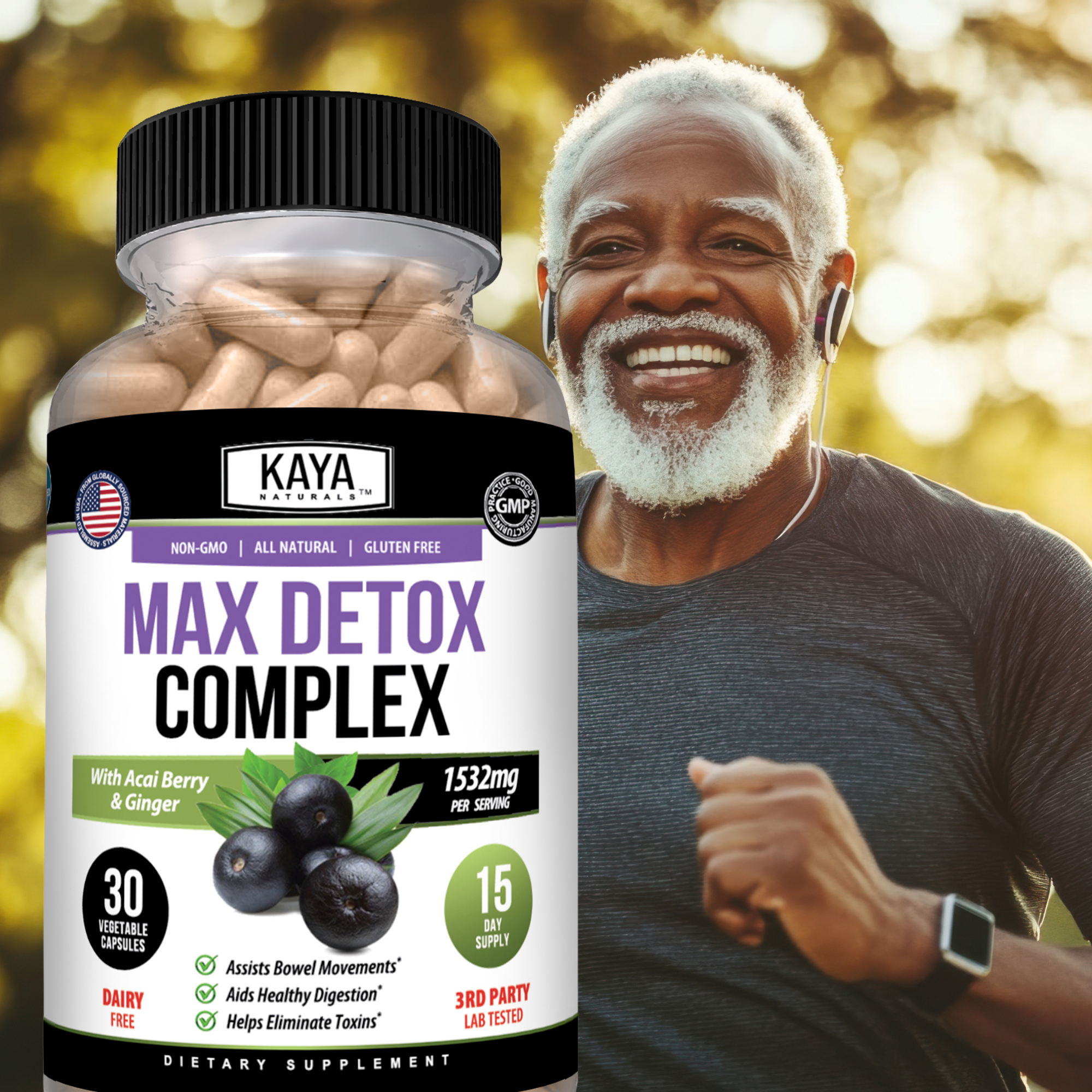 Max Detox Complete – Daily Cleanse & Digestive Support Supplement for Women & Men – Herbal Blend with Fiber & Probiotics