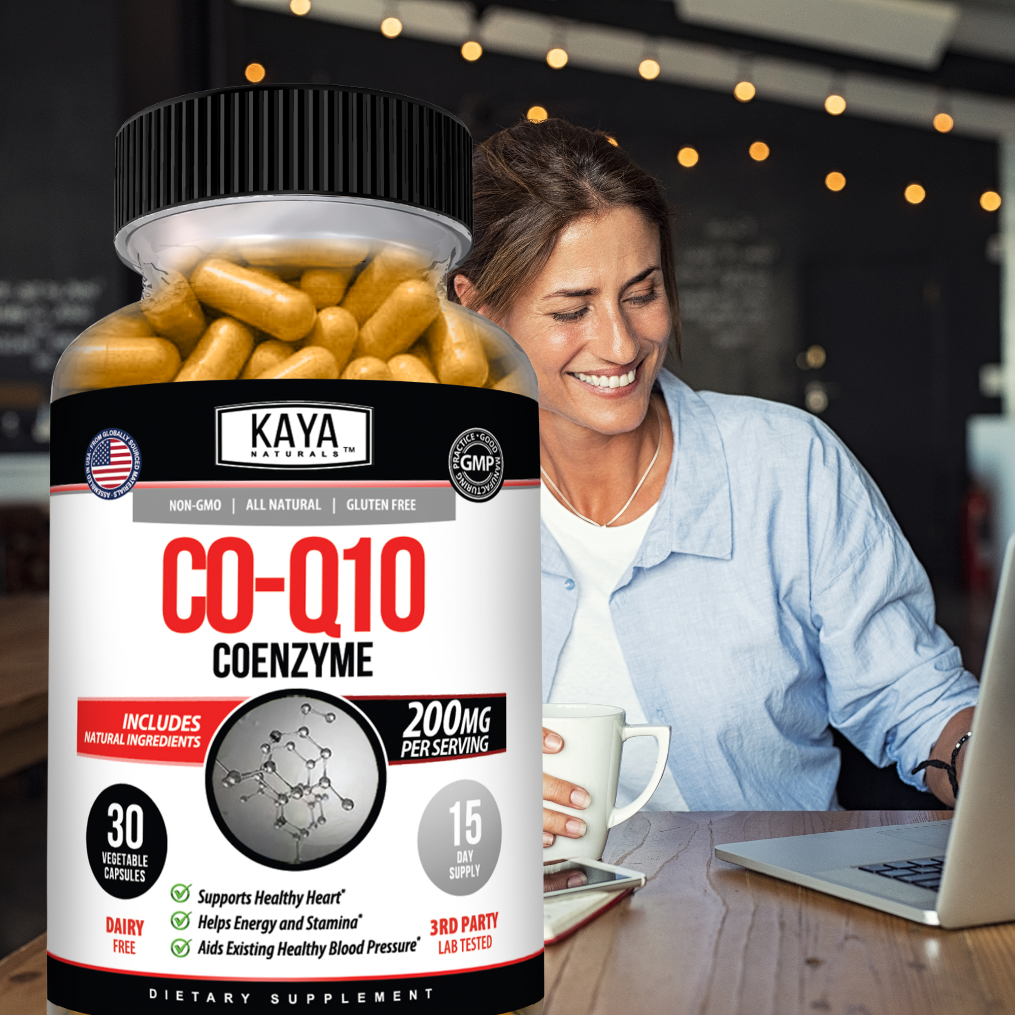 CoQ10 Supplement – Daily Cellular Energy & Heart Wellness Support – Antioxidant Formula for Men & Women