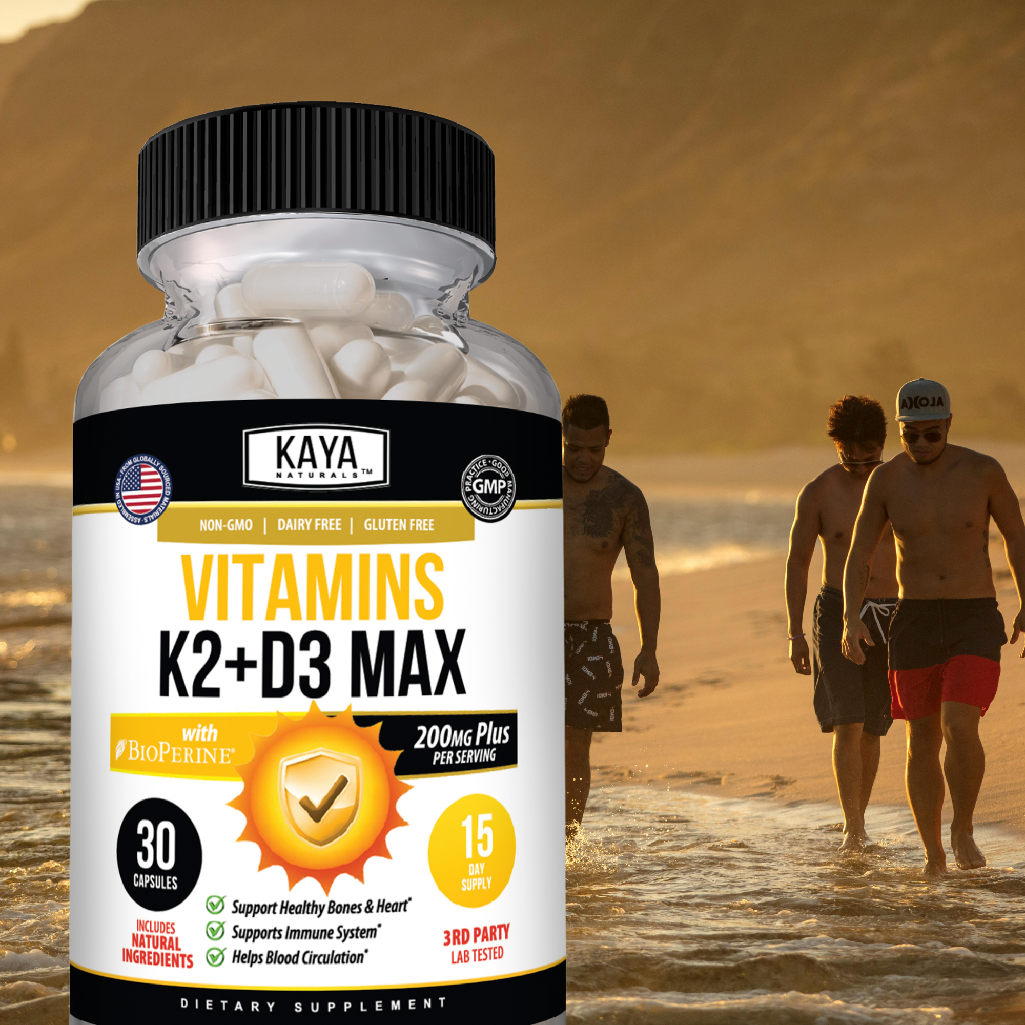 Vitamin K2 + D3 Max – Bone & Calcium Support – Immune & Daily Wellness Formula – High Potency