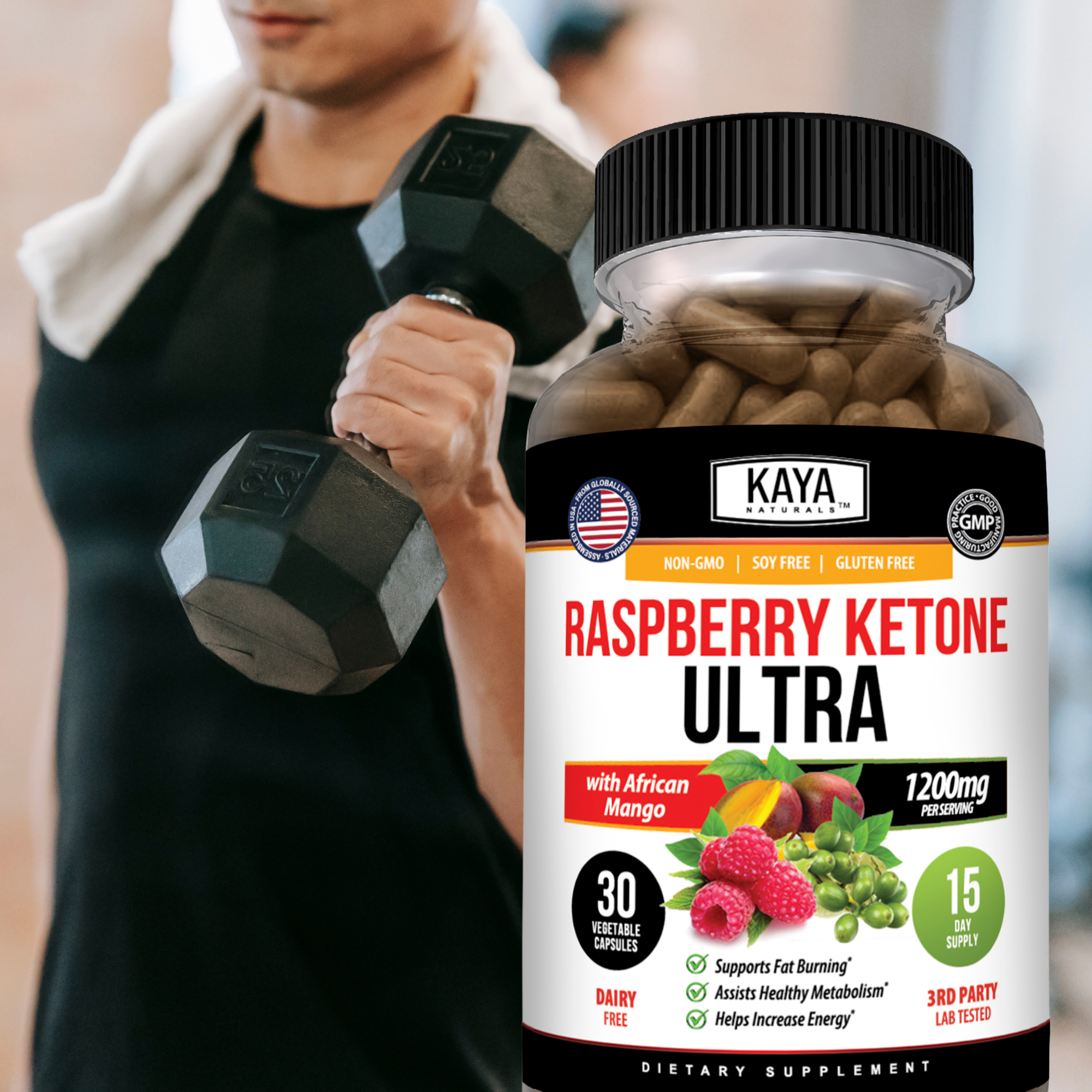 Raspberry Ketone Ultra – Metabolism & Weight Management Support – Energy & Appetite Control Formula – Daily Fat Burning Support