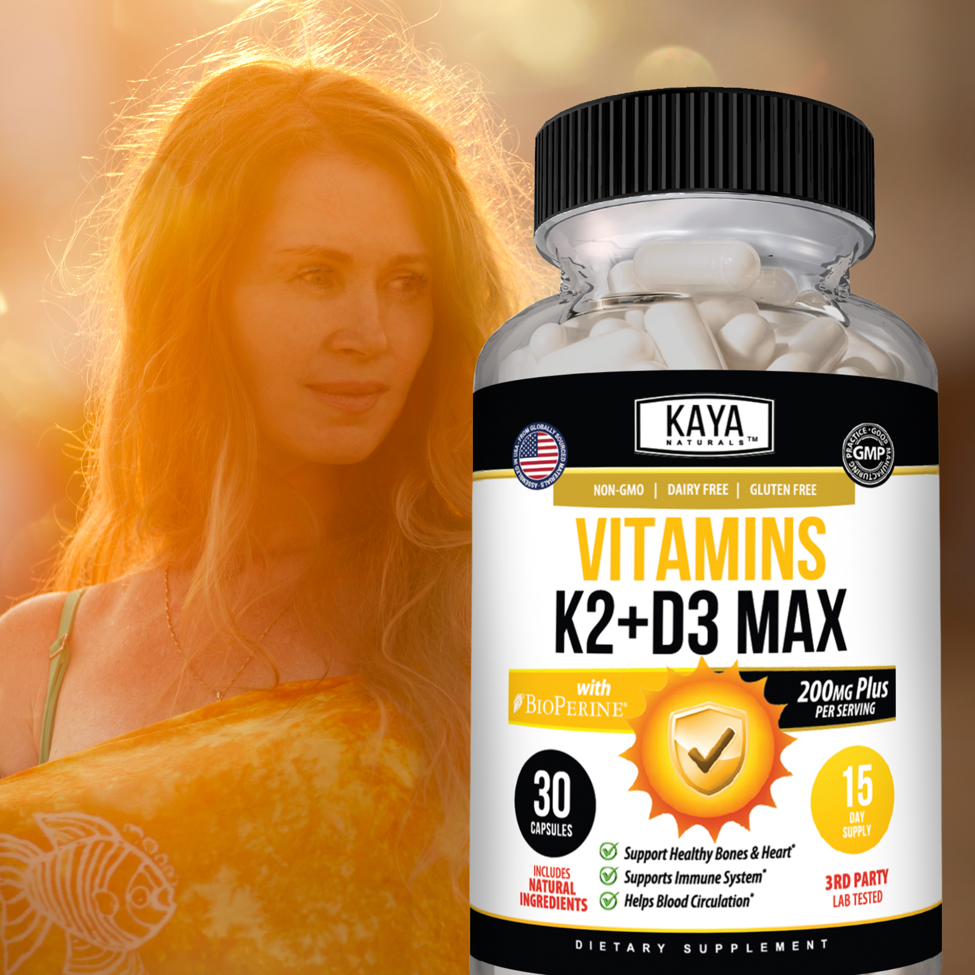 Vitamin K2 + D3 Max – Bone & Calcium Support – Immune & Daily Wellness Formula – High Potency