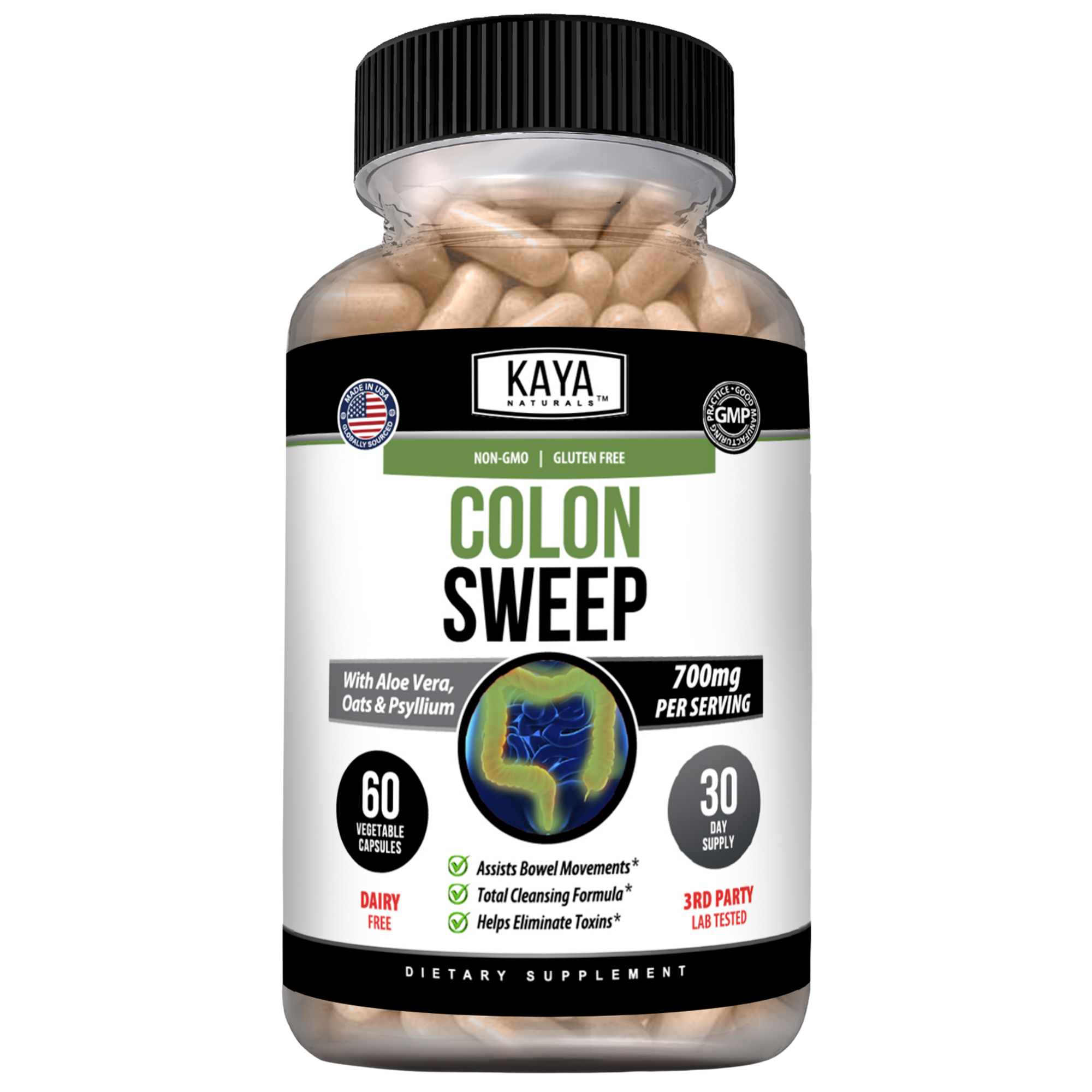 Colon Sweep – Digestive Cleanse & Gut Support – Daily Fiber & Detox Formula – Bloating & Regularity Support